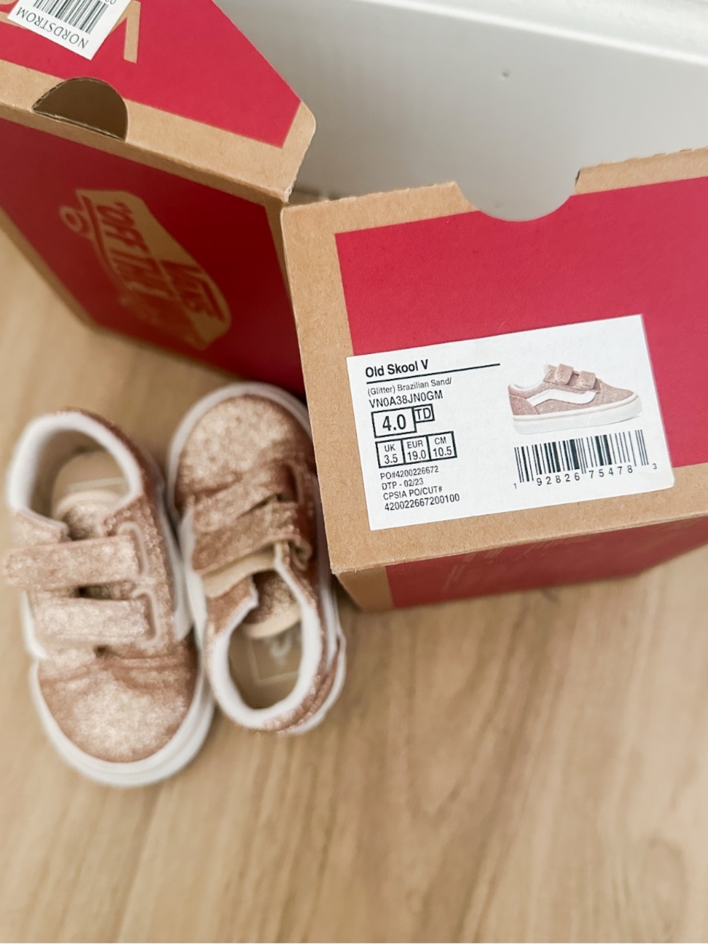 Vans Kids Baby Walker Old Skool V Glitter Rose Gold Sneakers